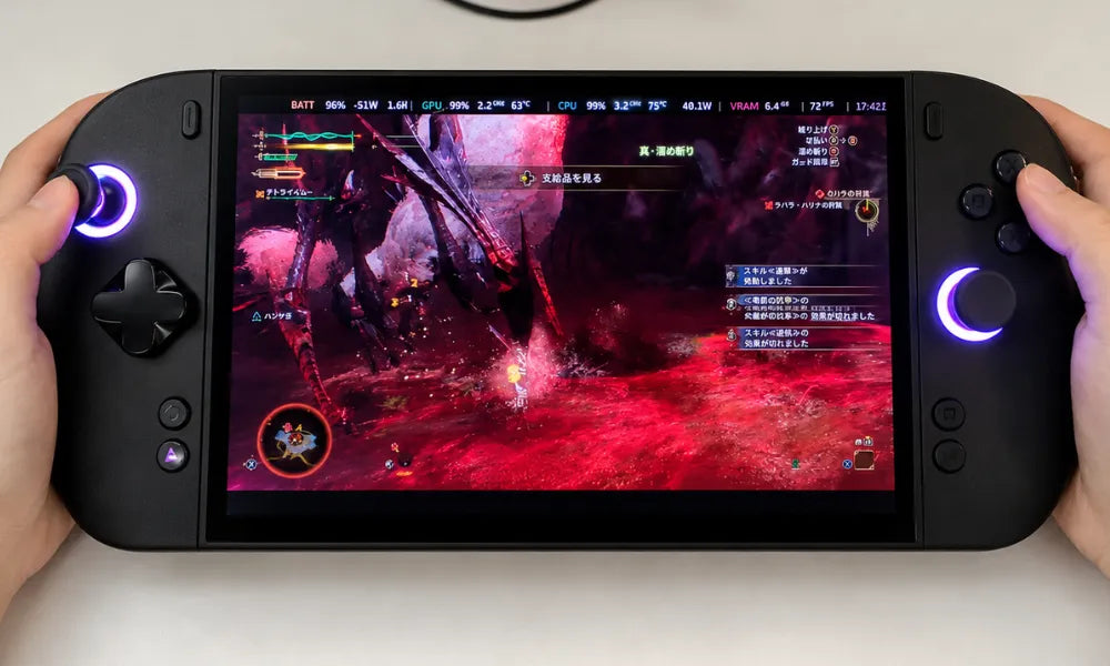 【店頭展示レポート】ONEXPLAYER 3でモンハンワイルズを試遊｜8.8インチOLED・サイズ感をチェック