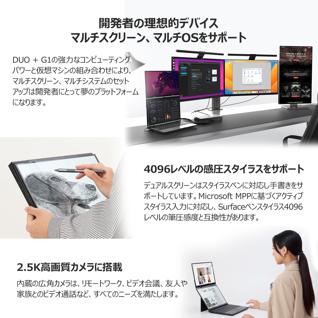GPD DUO Ryzen AI 9 HX 370/Ryzen 8840U OLED デュアルディスプレイ 