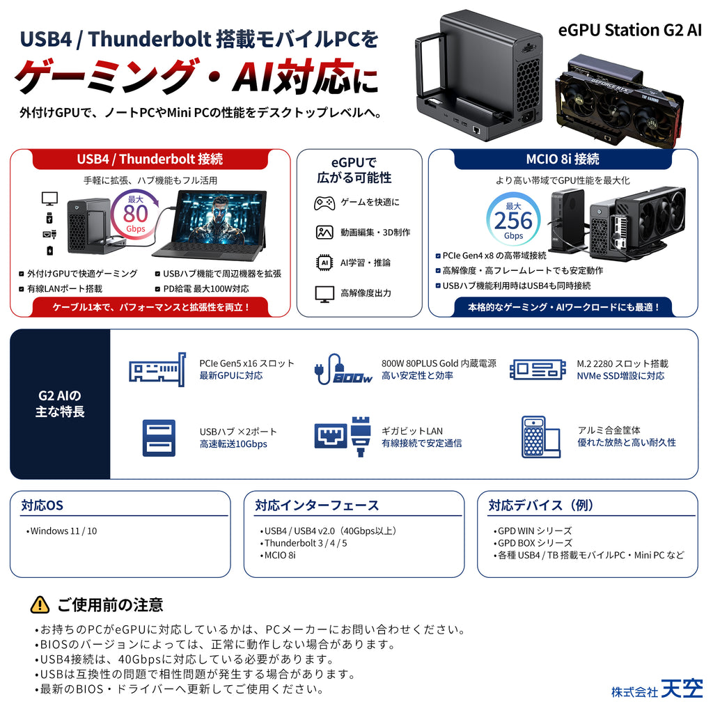8月22日発売>GPD G2 ポータブルeGPUドック 国内正規版 外付けGPU/MCIO 8i/USB4 v2.0両対応 – UMPC専門店 ...
