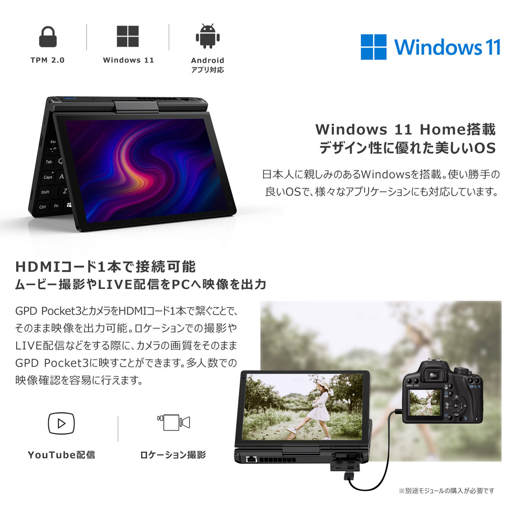 【美品】GPD Pocket3 2025 Intel Corei3 1125G4 S968e88de5cfc49bba380f240221dc