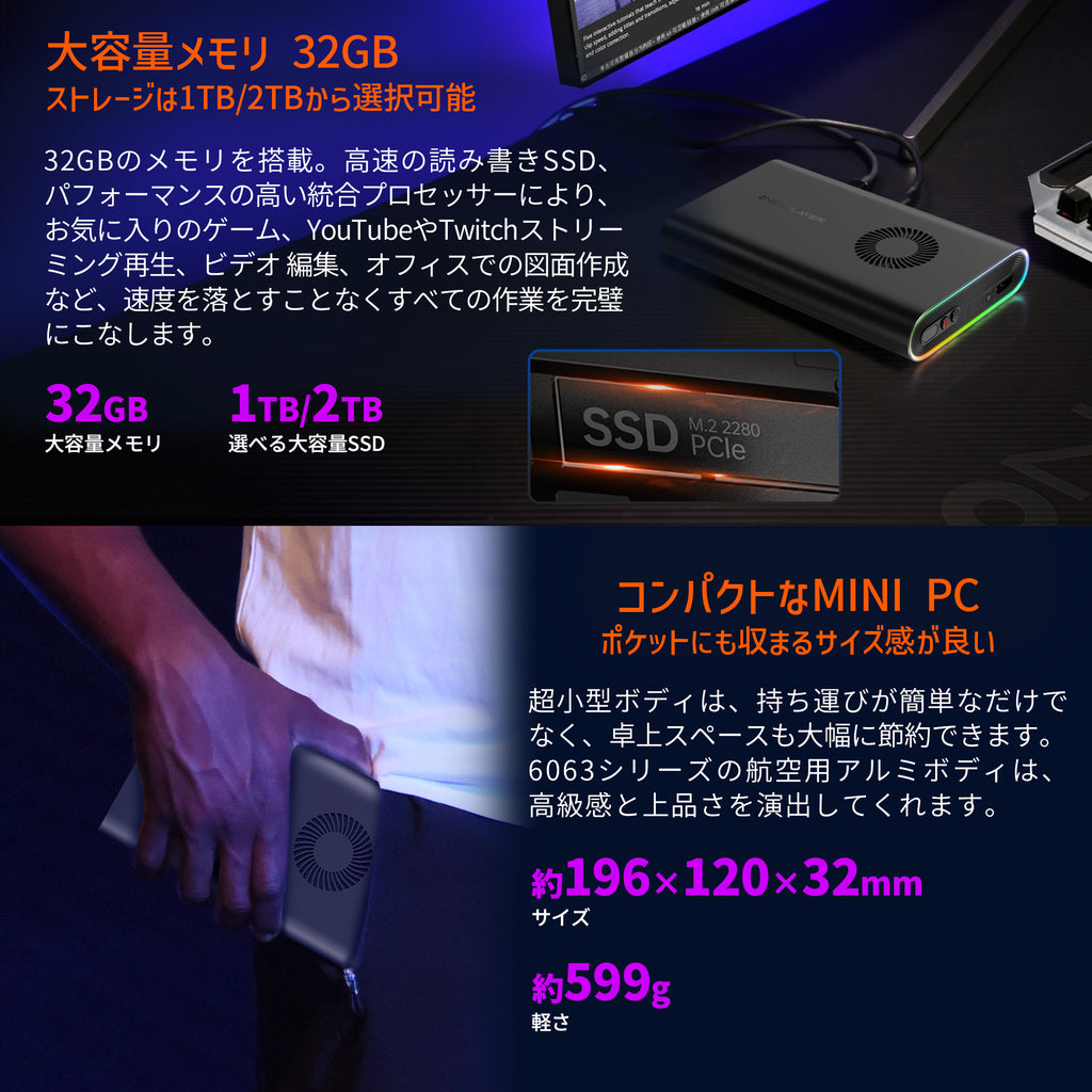 ONEXPLAYER M1 MINI PC Core Ultra 9 185H – ハイビーム 公式オンラインストア