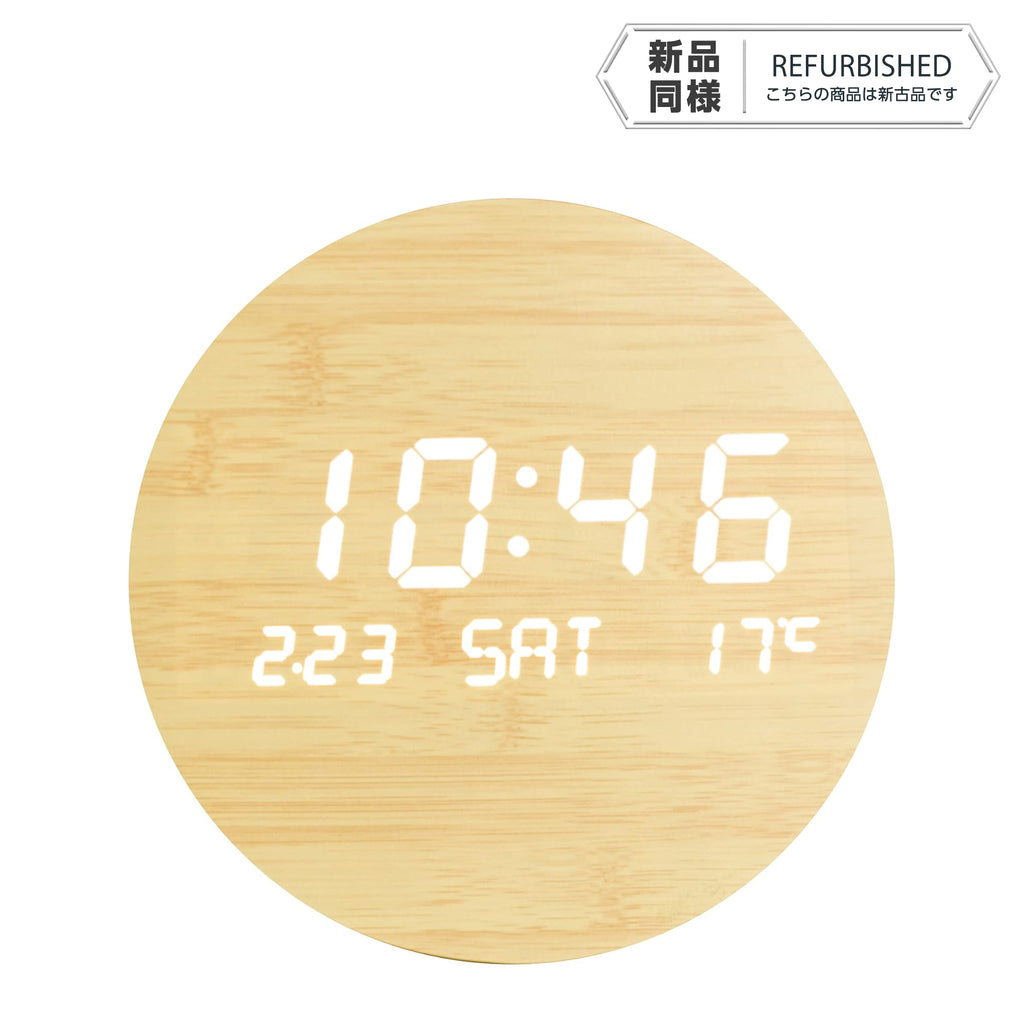 《リファービッシュ品》VANGOOD LEDデジタル木製時計 12H/24H表示 USB給電式